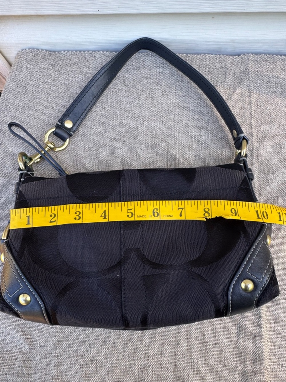 Coach Vintage Mini Carly Small Shoulder Bag Black Signature Jacquard 10730 - Picture 12 of 13